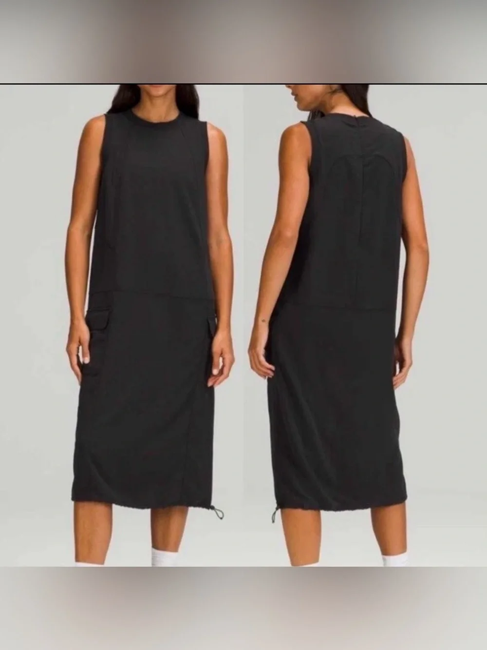 HTF Nwt Lululemon athletics Pocketed Drop Waist Midi Dress Black, size 8
